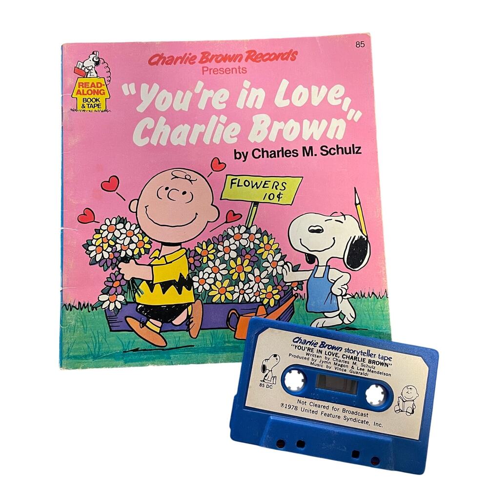 Charlie Brown Vintage 1978 RARE You're in Love Read Along Book & Tape Valentines